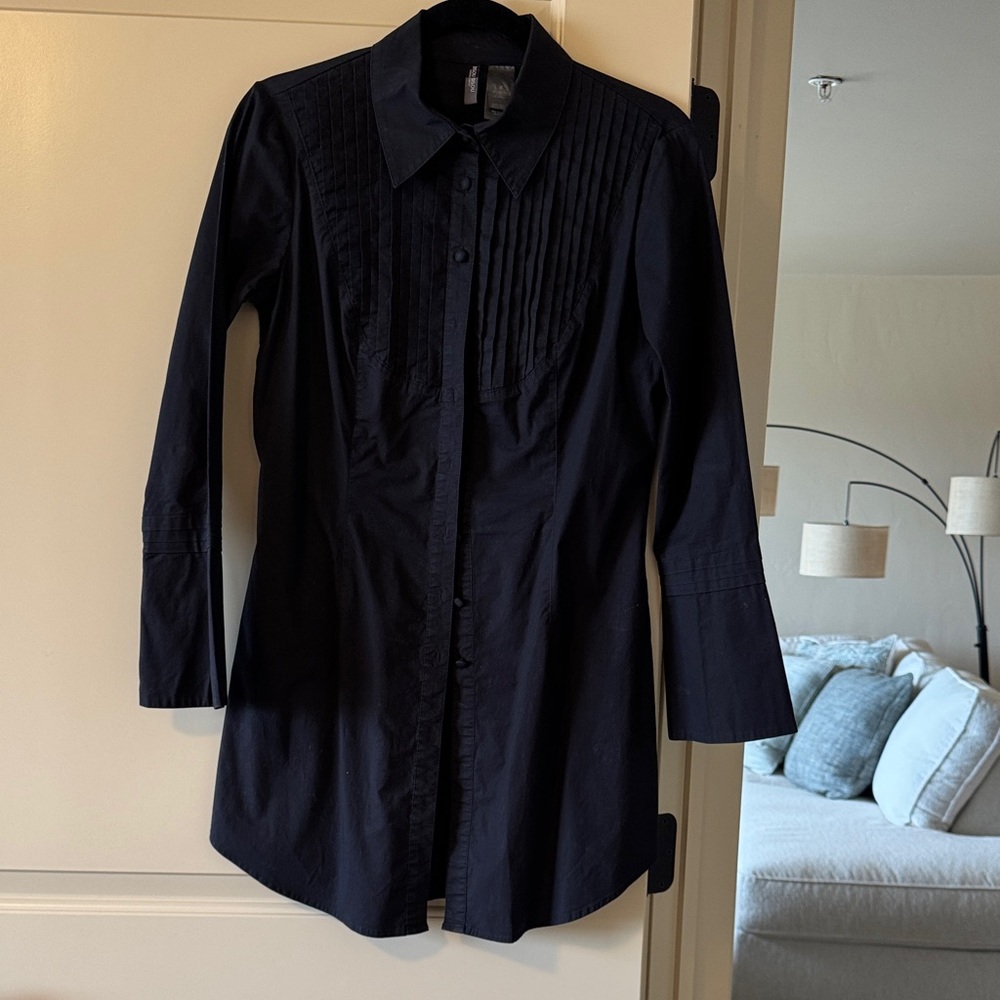 Bisou Bisou Navy Button Down Shirt